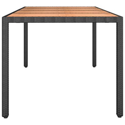 vidaXL Záhradný stôl drevená doska čierny polyratan a masívna akácia