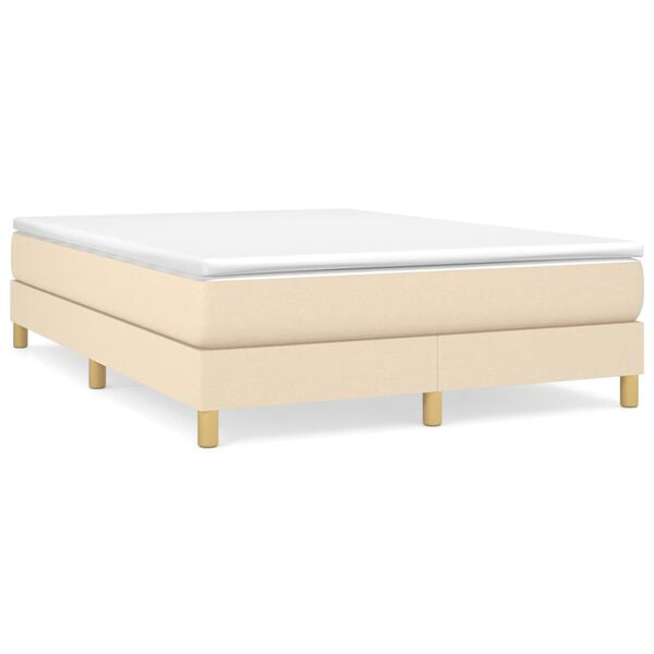 vidaXL Boxspring posteľ s matracom kr&eacute;mov&yacute; 140x190 cm l&aacute;tka