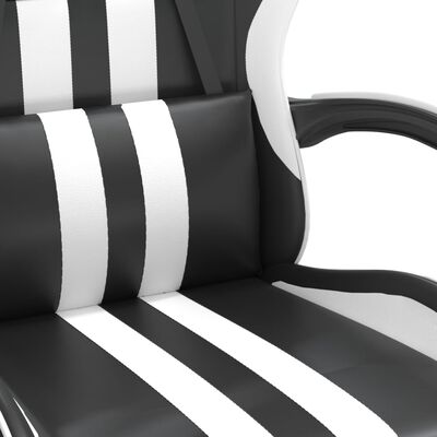 vidaXL Herná stolička s podnožkou čierna a biela umelá koža