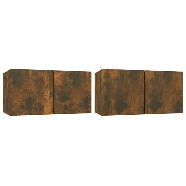 vidaXL 4-dielna súprava TV skriniek dymový dub spracované drevo