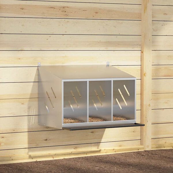 VidaXL Hniezdo pre kurčat&aacute; s 3 priehradkami, strieborn&yacute; kov