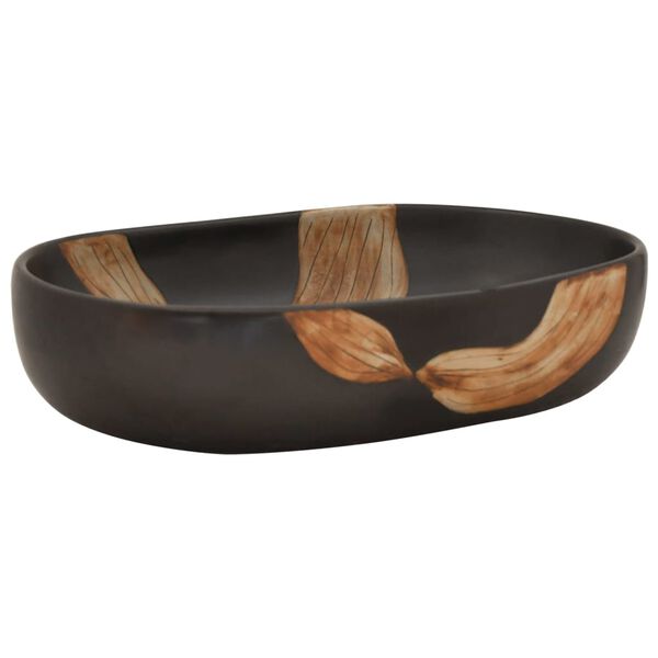 vidaXL Um&yacute;vadlo na dosku čierne ov&aacute;lne 59x40x14 cm keramick&eacute;