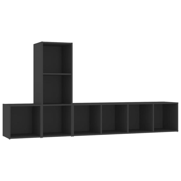 vidaXL 3-dielna s&uacute;prava TV skriniek čierna drevotrieska