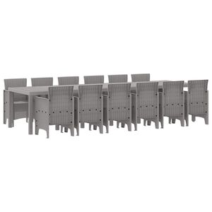 vidaXL Záhradný jedálenský set 13 pcs Svetlosivá Polt ratan