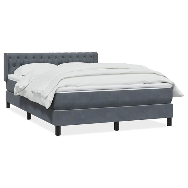 vidaXL Posteľn&yacute; r&aacute;m boxspring s matracom tmavosiv&yacute; 140x210 cm zamat