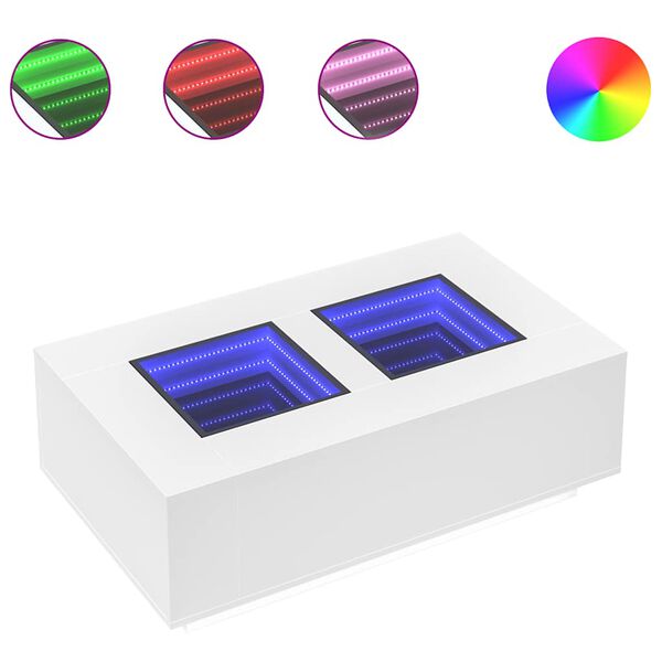 vidaXL Konferenčný stolík s nekonečnými LED biely 116x69x40 cm