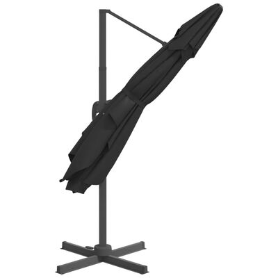 vidaXL Závesný slnečník s hliníkovou tyčou čierny 300x300 cm