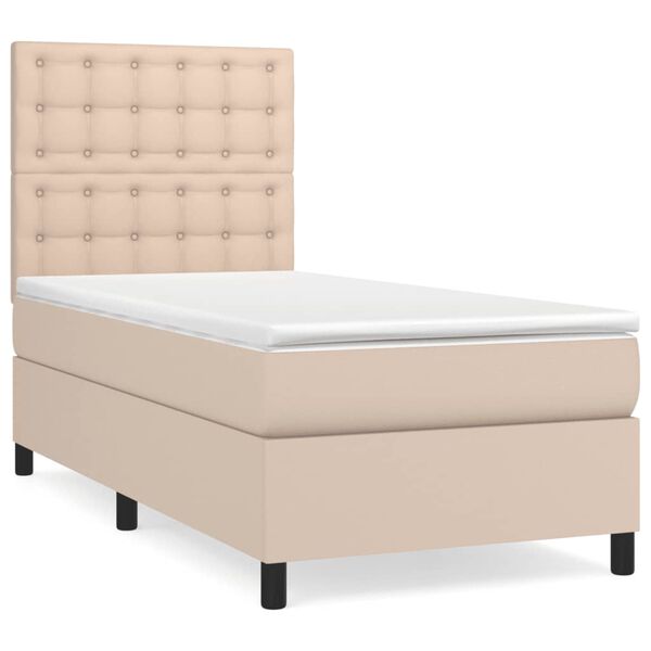 vidaXL Boxspring posteľ s matracom kapuč&iacute;nov&aacute; 100x200 cm umel&aacute; koža