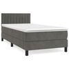 vidaXL Posteľn&yacute; r&aacute;m boxspring s matracom tmavosiv&yacute; 80x200 cm zamat