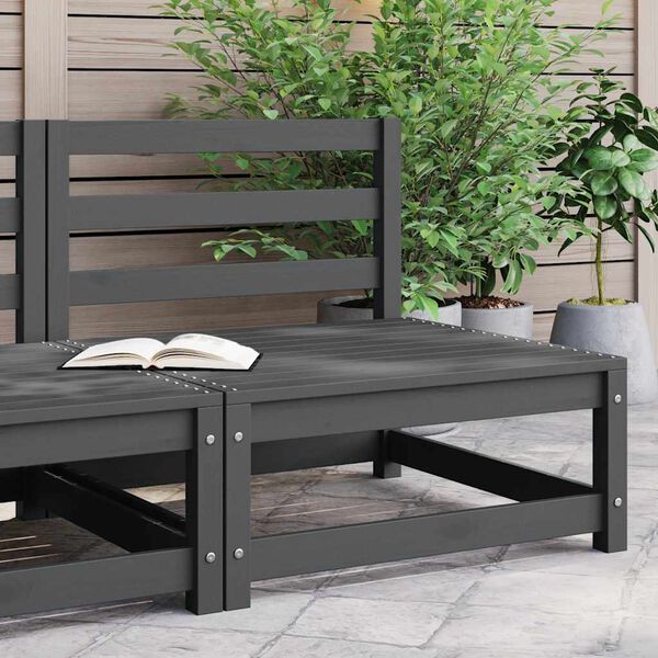 vidaXL Záhradná stredová pohovka sivá masívna borovica