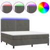vidaXL Posteľ boxsping s matracom a LED tmavosiv&aacute; 180x200 cm zamat
