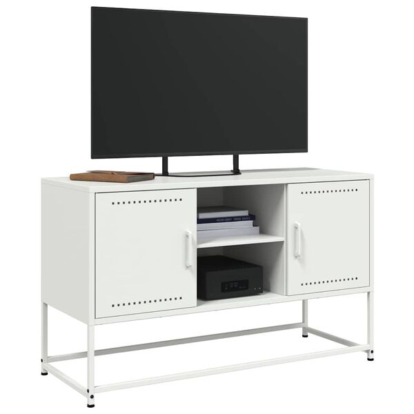 vidaXL TV skrinka biela 100,5x39x60,5 cm oceľ