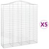 vidaXL Obl&uacute;kov&yacute; gabionov&yacute; k&ocirc;&scaron; 5 ks 200x50x220/240cm pozinkovan&eacute; železo