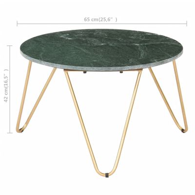 vidaXL Konferenčný stolík zelený 65x65x42 cm pravý kameň s mramorovou textúrou