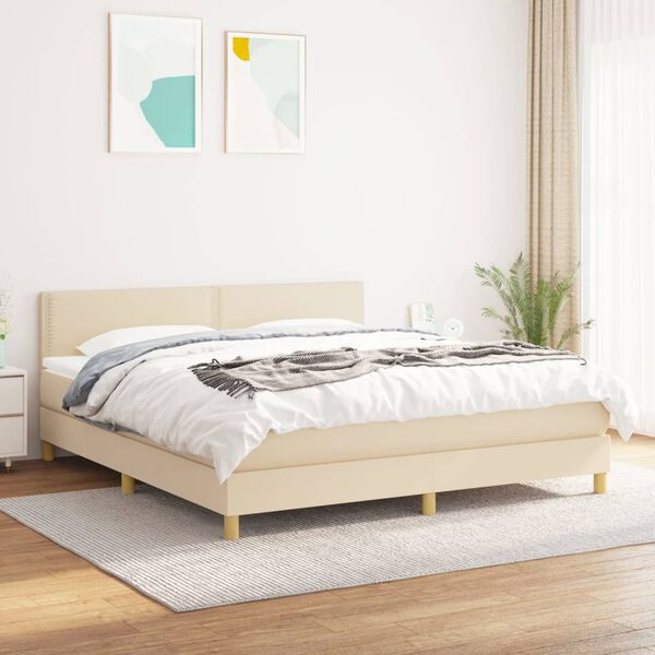 vidaXL Posteľn&yacute; r&aacute;m boxspring s matracom kr&eacute;mov&yacute; 180x200 cm l&aacute;tka