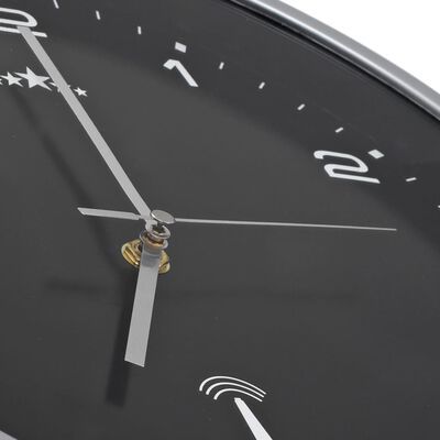 vidaXL Rádiom ovládané nástenné hodiny s pohonom Quartz čierne 31 cm