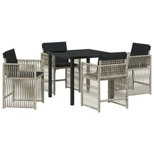 vidaXL Z&aacute;hradn&yacute; jed&aacute;lensk&yacute; set 5 pcs Svetlosiv&aacute; polyratan