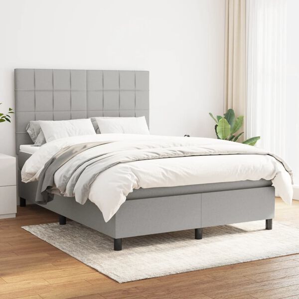 vidaXL Boxspring posteľ s matracom bledosiv&yacute; 140x190 cm l&aacute;tka