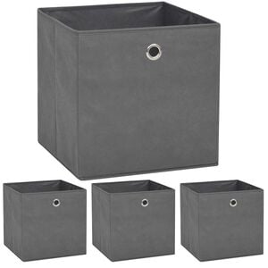 vidaXL &Uacute;ložn&eacute; boxy, 4 ks, netkan&aacute; text&iacute;lia, 32x32x32 cm, siv&eacute;