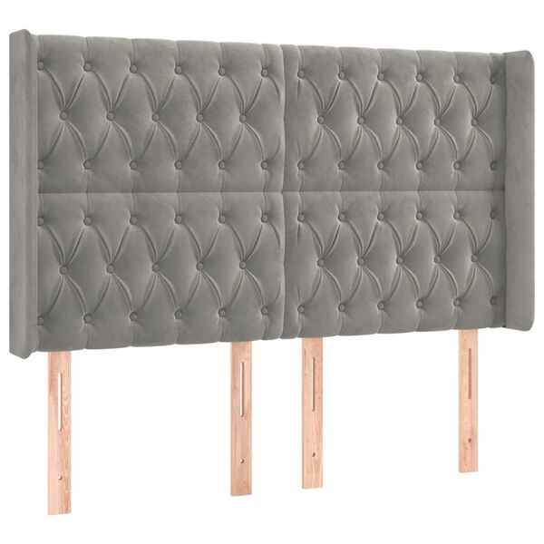 vidaXL Čelo postele so záhybmi bledosivé 147x16x118/128 cm zamat