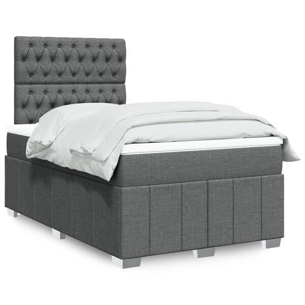 vidaXL Boxspring posteľ s matracom, tmavosiv&aacute; 120x190 cm, l&aacute;tka