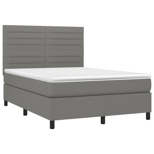 vidaXL Boxspring posteľ s matracom tmavosiv&aacute; 140x190 cm l&aacute;tka