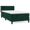 vidaXL Posteľn&yacute; r&aacute;m boxsping s matracom tmavozelen&yacute; 90x200 cm zamat