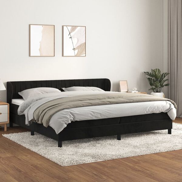 vidaXL Posteľn&yacute; r&aacute;m boxspring s matracom čierny 200x200 cm zamat