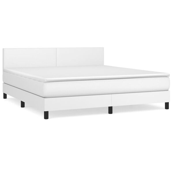 vidaXL Boxspring posteľ s matracom biela 160x200 cm umelá koža