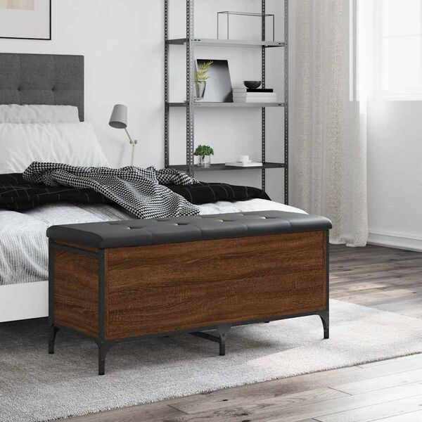 vidaXL &Uacute;ložn&aacute; lavička hned&yacute; dub 102x42x45 cm kompozitn&eacute; drevo