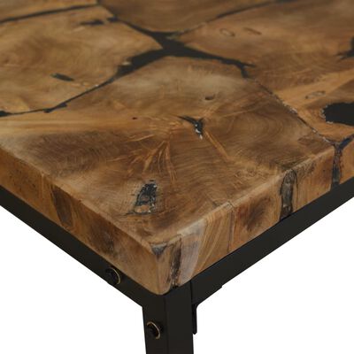 vidaXL Konferenčný stolík, teakové drevo a živica 110x60x40 cm