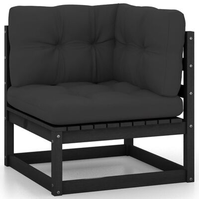 vidaXL 7-dielna záhradná sedacia súprava s podložkami čierna borovica