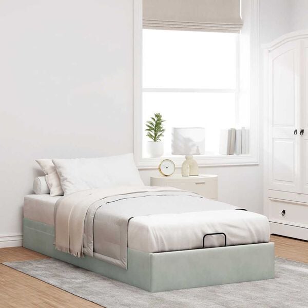 vidaXL Osmanský rám postele bez matraca svetlosivá 100x200 cm zamat