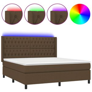 vidaXL Posteľ boxsping s matracom a LED tmavohned&aacute; 160x200 cm l&aacute;tka