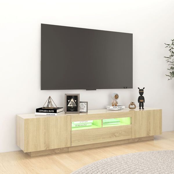 vidaXL TV skrinka s LED svetlami dub sonoma 180x35x40 cm