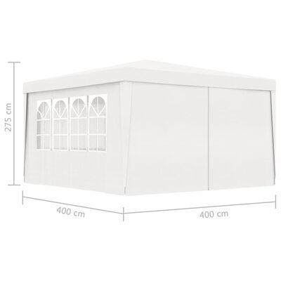 vidaXL Profesionálny párty stan+bočné steny 4x4 m, biely 90 g/m²