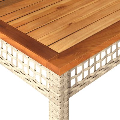 vidaXL Záhradný stôl béžový 80x80x75 cm polyratan akáciové drevo