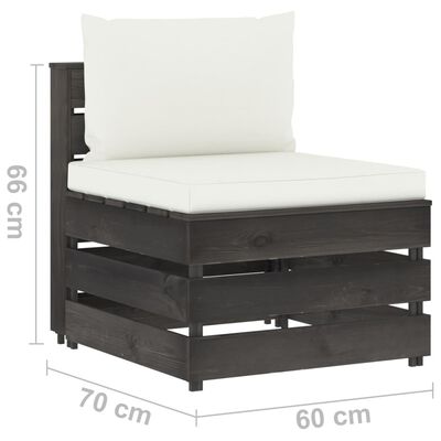vidaXL 10-dielna sedacia súprava s podložkami, sivá impregnované drevo