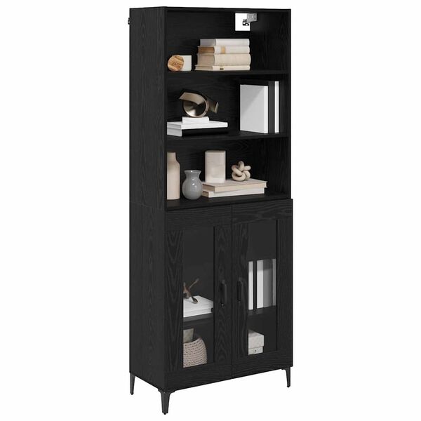 vidaXL Highboard Čierny dub 69,5 x 34 x 180 cm Kompozitn&eacute; drevo