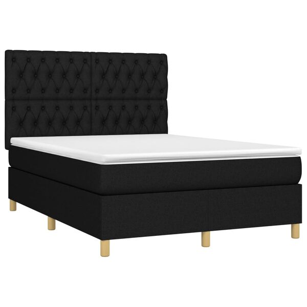 vidaXL Boxspring posteľ s matracom čierny 140x190 cm l&aacute;tka