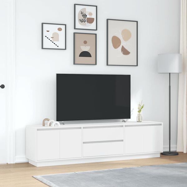 vidaXL TV skrinka s LED svetlami biela 193,5x41x50 cm