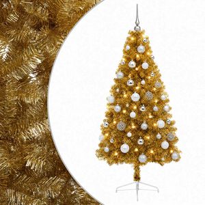 vidaXL Umel&yacute; vianočn&yacute; stromček s vianočn&yacute;mi guľami 120 cm 150 LED