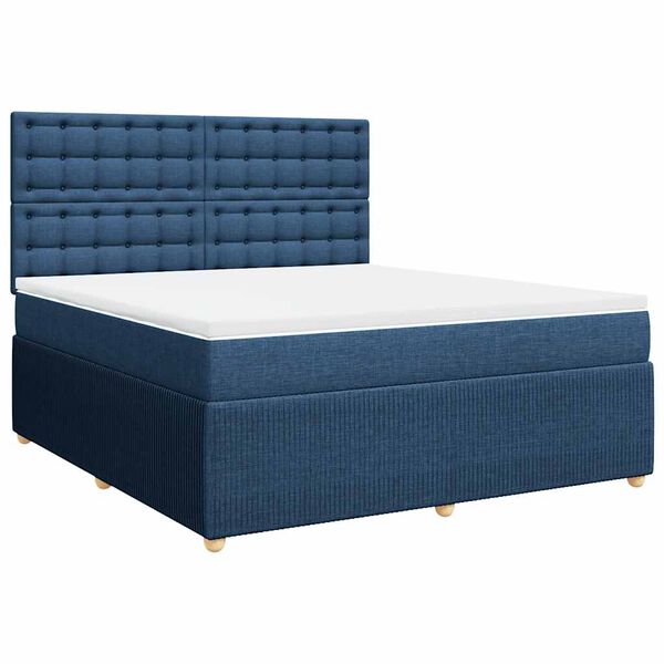 vidaXL Posteľný rám boxspring s matracom modrý 180x200 cm látka