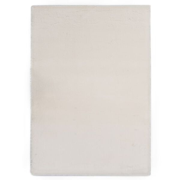 vidaXL Koberec 140x200 cm kr&eacute;mov&yacute; umel&aacute; kr&aacute;ličia kožu&scaron;ina