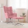 vidaXL Relaxačné kreslo s podnožkou ružové zamat