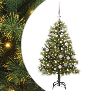 vidaXL Umel&yacute; vianočn&yacute; stromček s pni&scaron;kami Zelen&aacute; 150 cm PVC a PE a kov