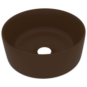 vidaXL Luxusn&eacute; um&yacute;vadlo, okr&uacute;hle, matn&eacute; tmavohned&eacute; 40x15 cm, keramika