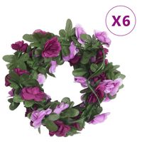 vidaXL Umelé kvetinové girlandy 6 ks jarné fialové 250 cm