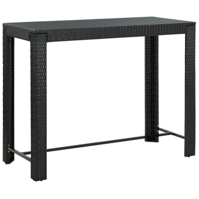 vidaXL Záhradný barový stôl čierny 140,5x60,5x110,5 cm polyratanový