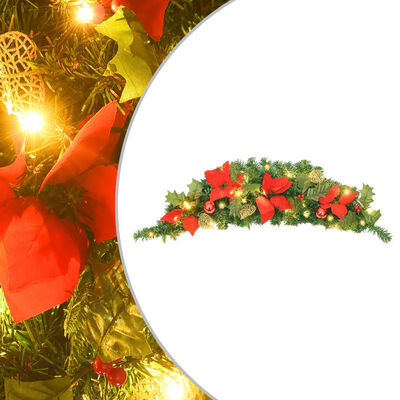 vidaXL Vianočný oblúk s LED svetlami, zelený 90 cm, PVC